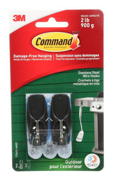 Adhesive Outdoor Wire Hooks with Adhesive Strips, Stainless Steel, 2-lbs, 2 Strips per Pack N4K3 - product image 1