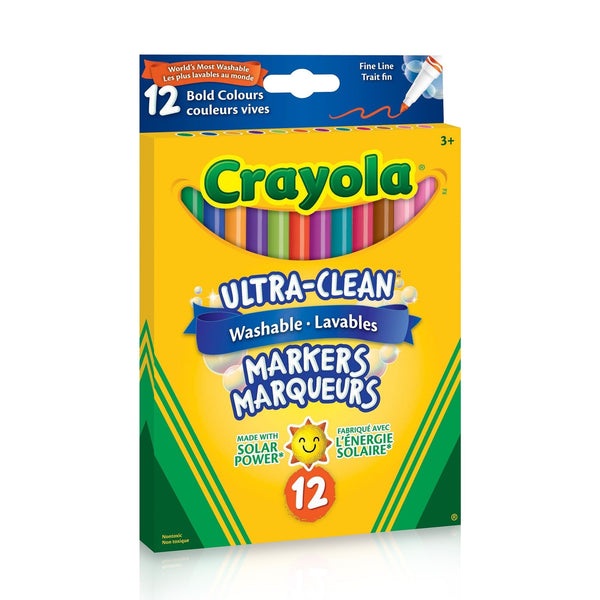 Ultra-Clean Washable Fine Tip Markers for Drawing/Colouring, Multi-Colour, 12-pk, Ages 3+ H3W5