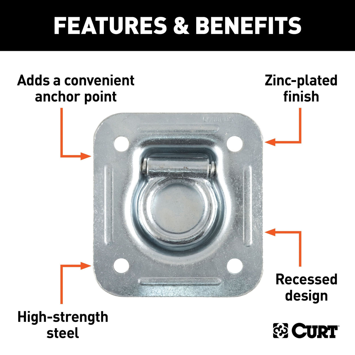 83600 1-1/2-in x 1-1/2-in Recessed Tie-Down Ring (5000-lb, Clear Zinc) C7H5 - product image 3
