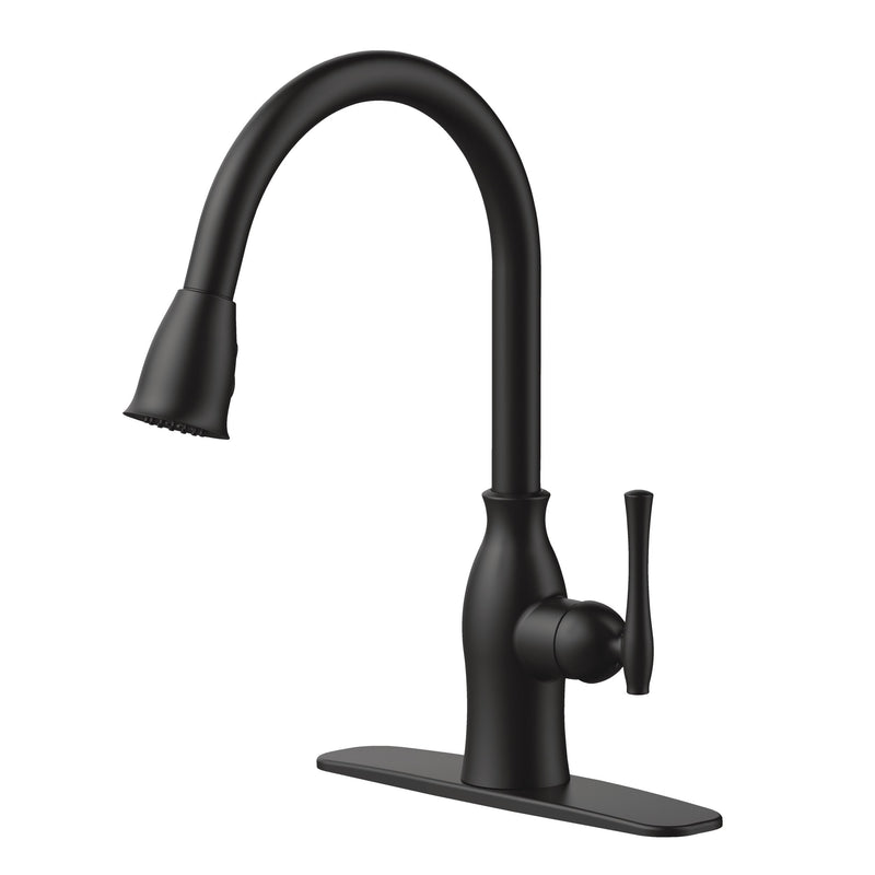 Lisa 1-Handle Pull-Down Kitchen Faucet, Matte Black W3Z3