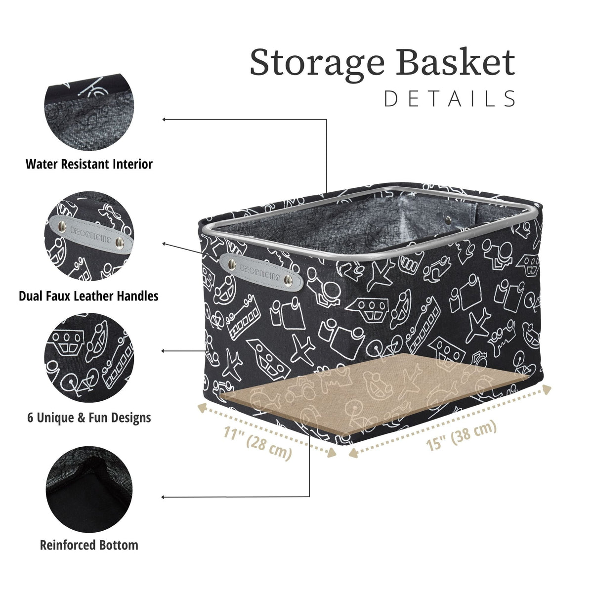 Large Water Resistant Storage Bin, 15-in x 11-in x 9.5-in, 6-pk, White Pattern X2U2 - product image 4