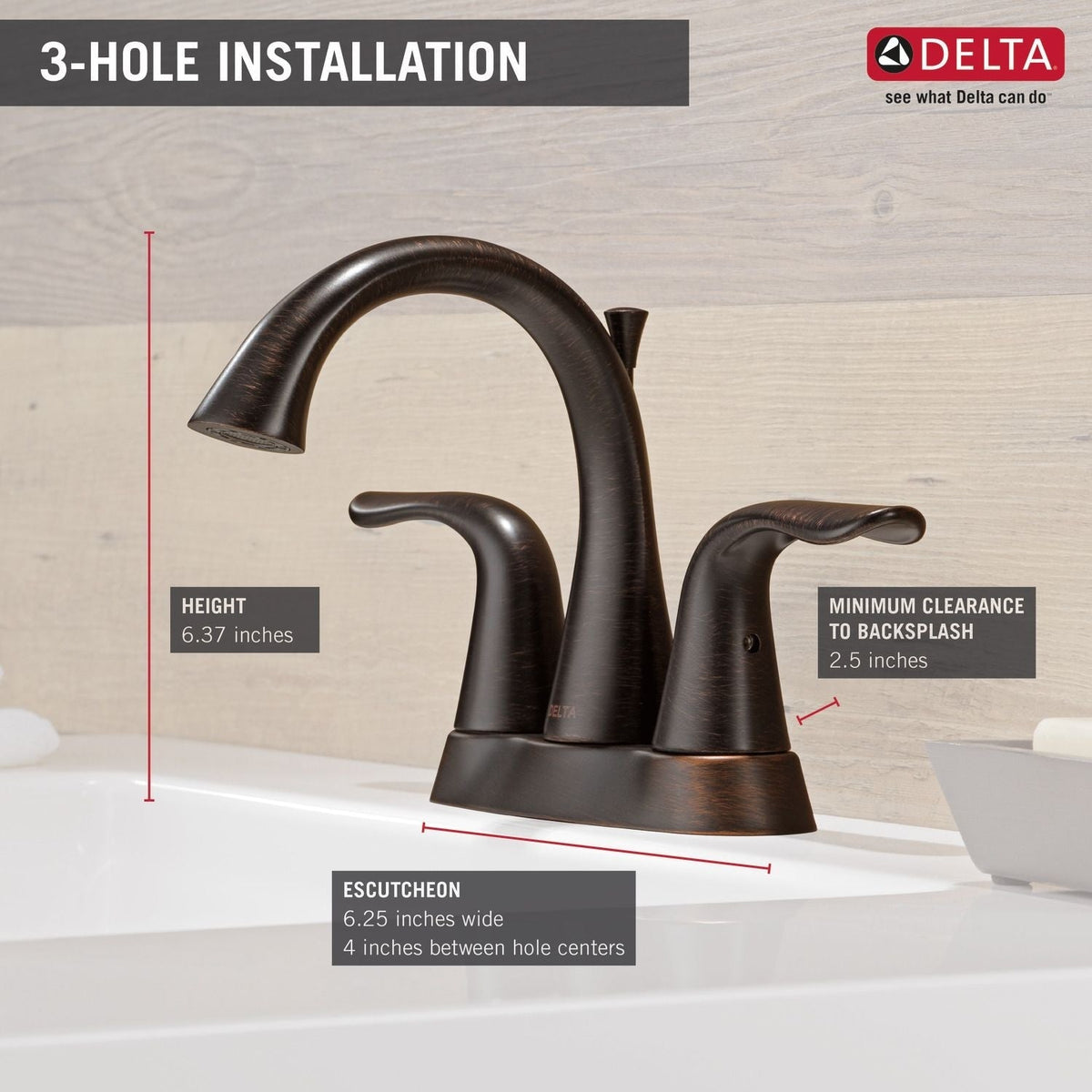 Faucet Lahara Double Handle Rigid Spout 4-in Centerset Bathroom Sink Faucet, WaterSense Certified, Venetian Bronze A5U6 - product image 2
