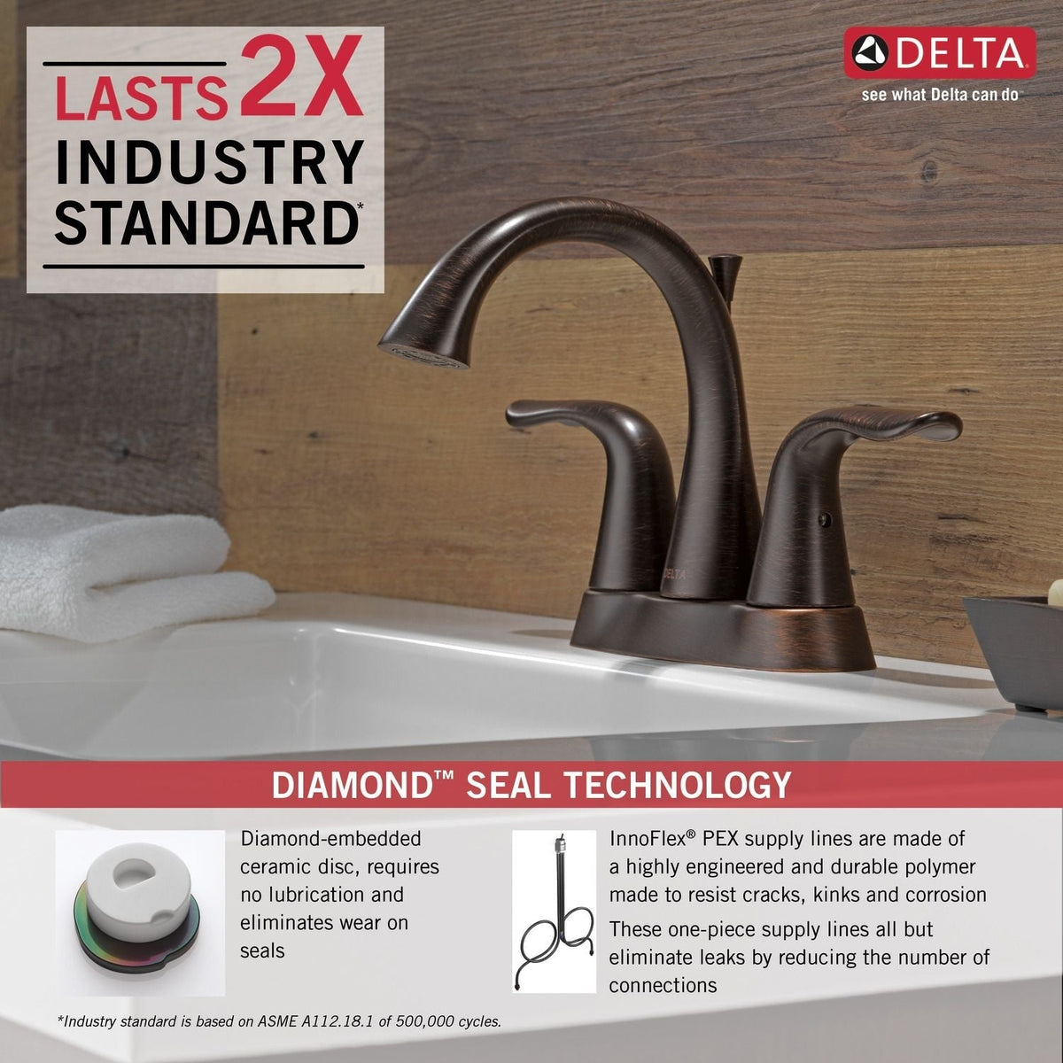 Faucet Lahara Double Handle Rigid Spout 4-in Centerset Bathroom Sink Faucet, WaterSense Certified, Venetian Bronze A5U6 - product image 3