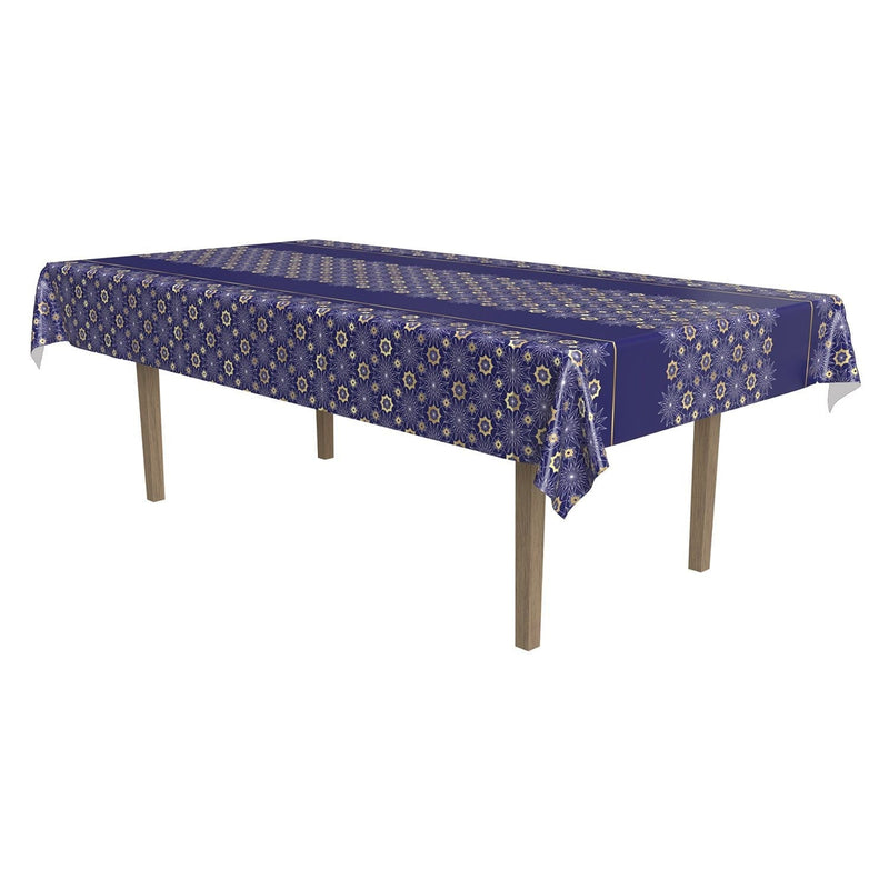 Ramadan Rectangle Plastic Reusable Table Cover, Navy Blue/Gold, 54 x 108-in, for Religious Party/ Mubarak/Ramadan Q4U4