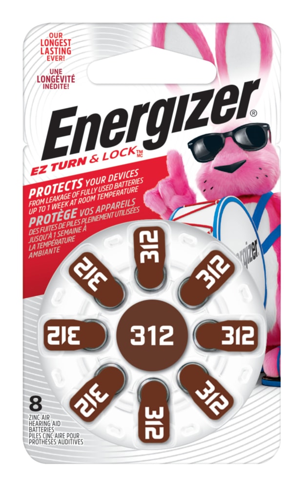 8-pk 1.4V / 1.4 Volt Zinc Hearing Aid Batteries 312, EZ Turn Lock, Long Lasting Y8B3