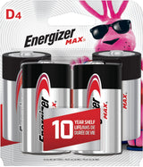 Max 4-pk D Alkaline Batteries, Long Lasting, All Purpose E0B2 - product image 2