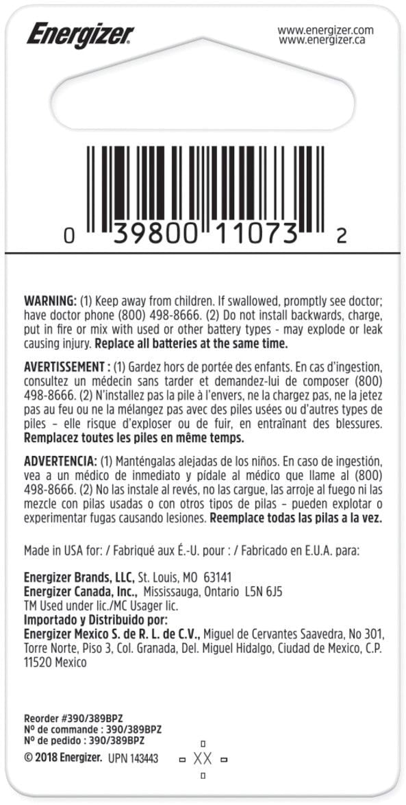 Silver Oxide 1-pk 390/389 LR1130 AG10 1.5V / 1.5 Volt Button Cell Battery C4Q9 - product image 2