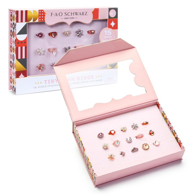 Kids Glam Rings Set, 15 Piece, Pink Y8J8