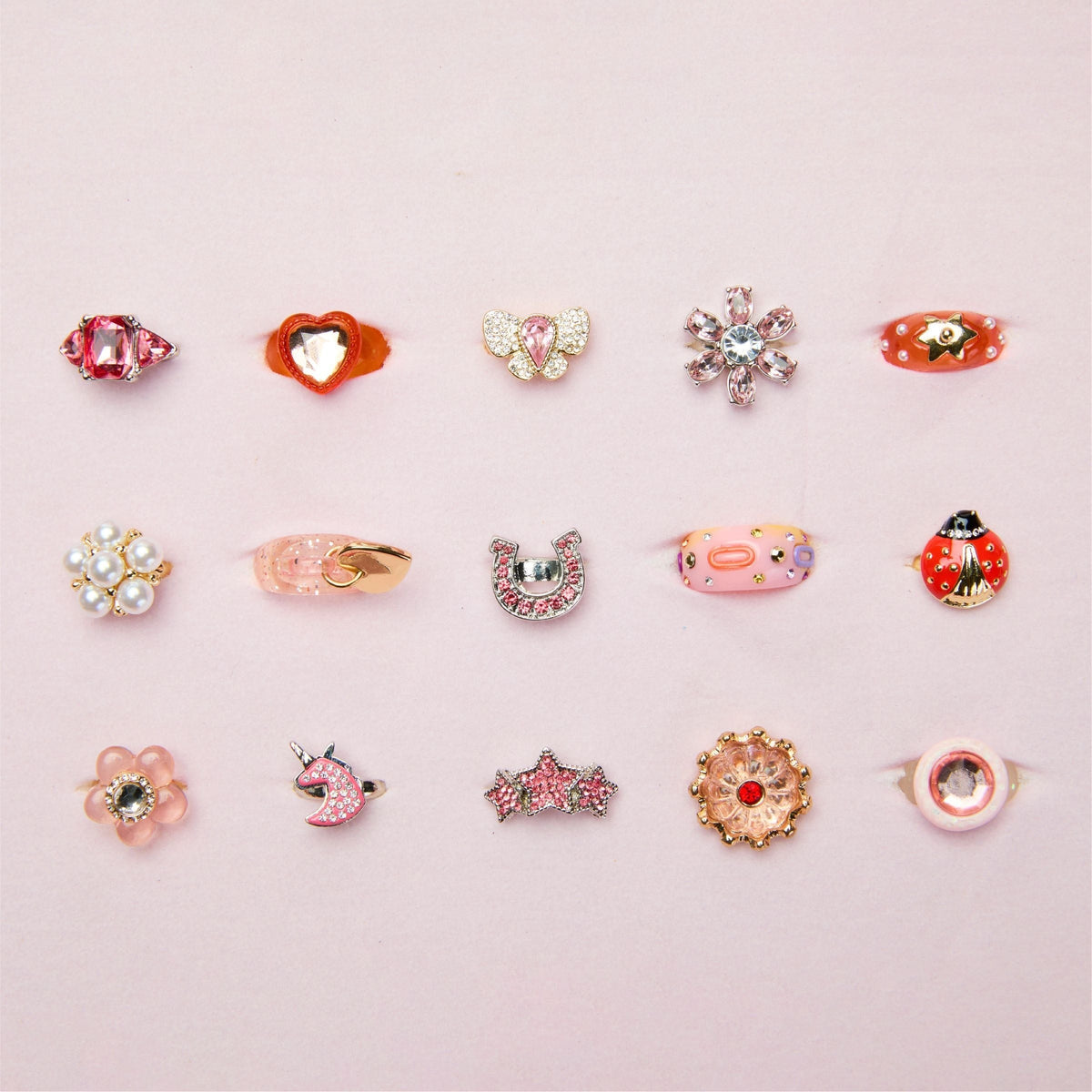 Kids Glam Rings Set, 15 Piece, Pink T8R4 - product image 3