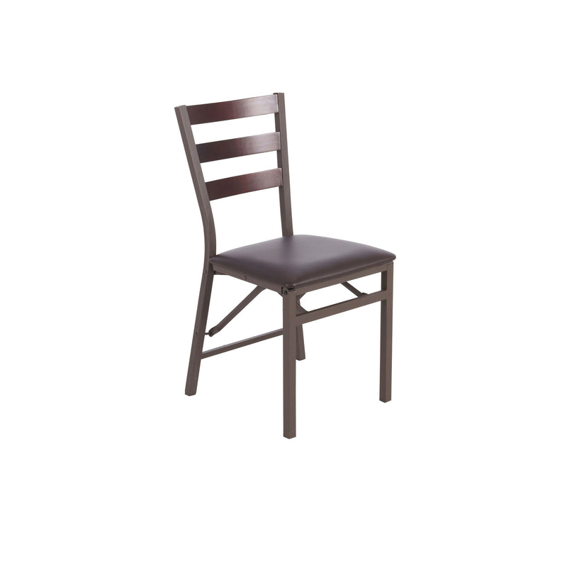 Black Microfibre Folding Ladder Chair, Brown J5H0