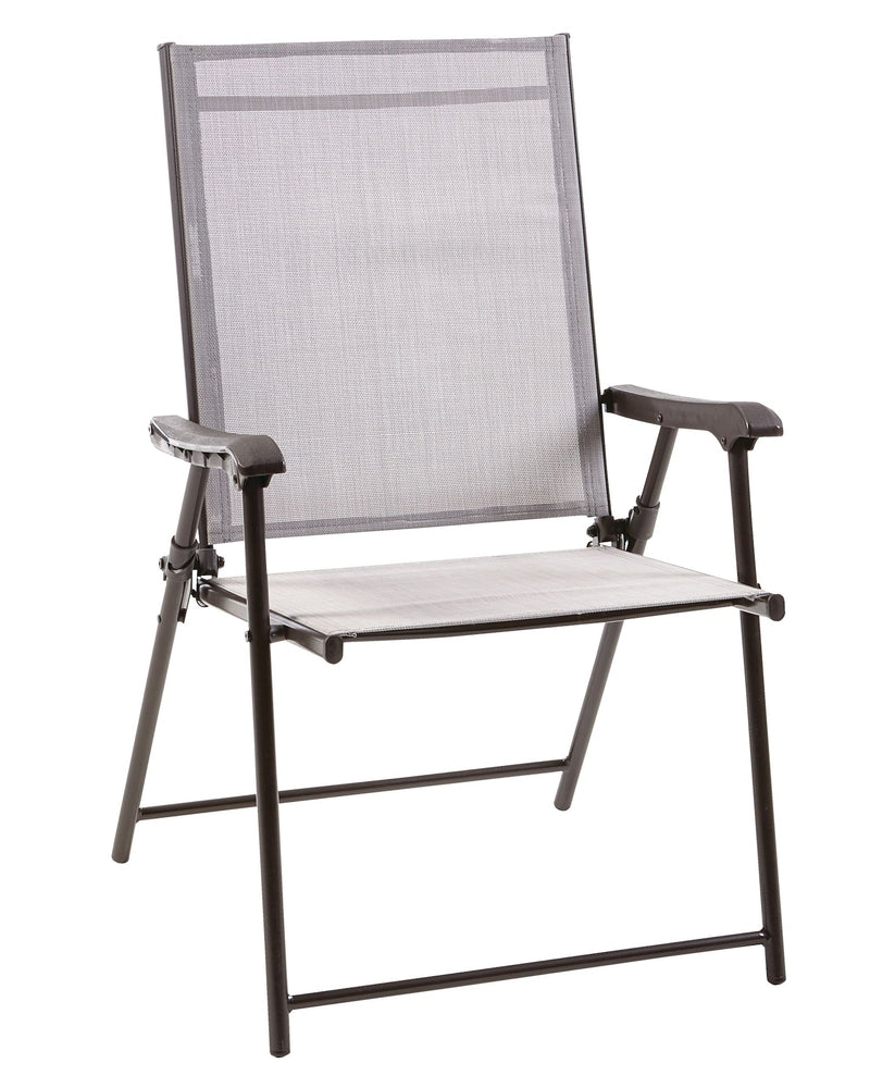 Bluebay Sling Folding Outdoor Patio Accent Chair, Grey, 25x24x37-in L3A0