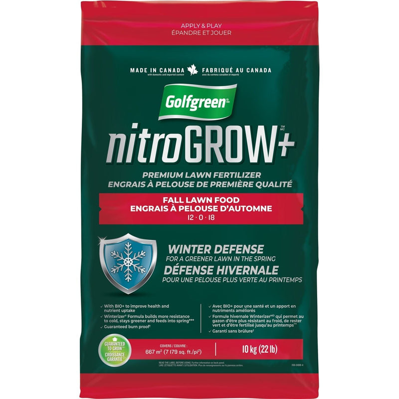 Nitrogrow+ Fall Lawn Food, 12-0-18, 10-kg I2O6