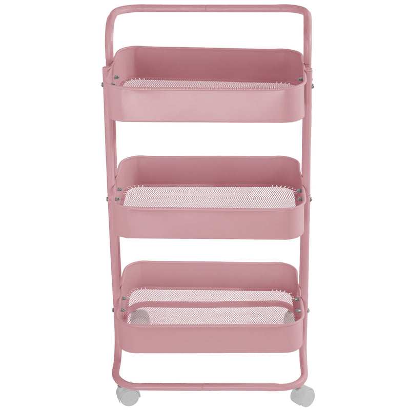 Living Three-Tier Utility Cart, Pink X5B9