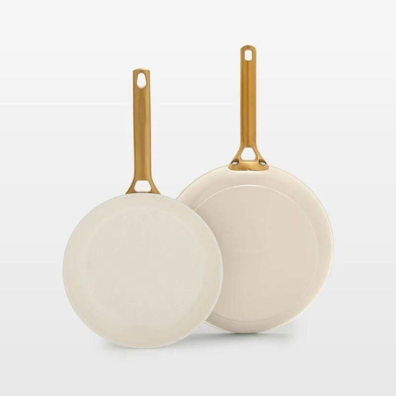 Luxe 2pc Ceramic Frypan set - cream Q9L2