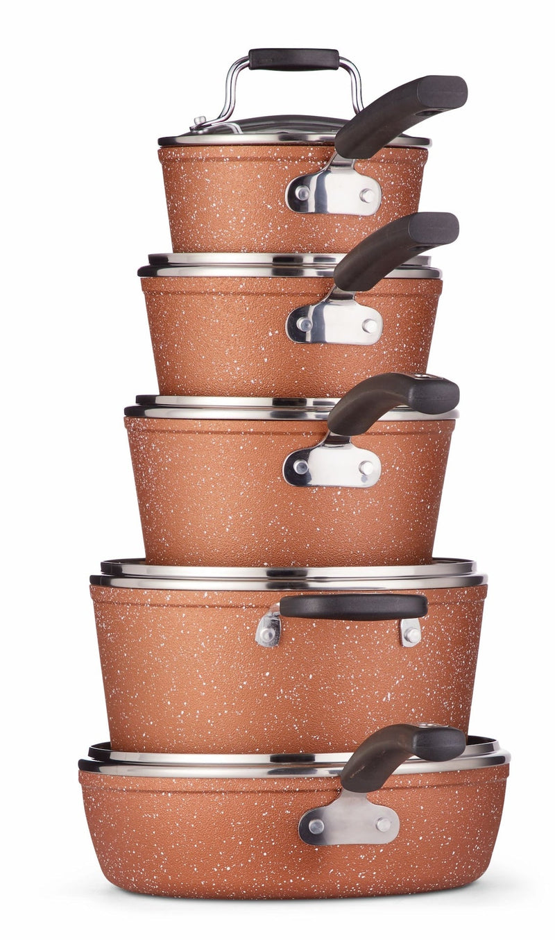 The Rock Copper Essentials Cookware Set, Non-Stick, Dishwasher & Oven Safe, 10-pc A8H1