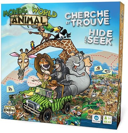 and Seek Animal World Family Board Game, Bilingual, Ages 4+ V7B7