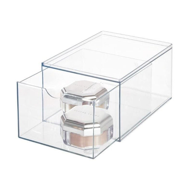 RPET Stackable Pull-Out Drawer Organizer Bin, Clear K6L2