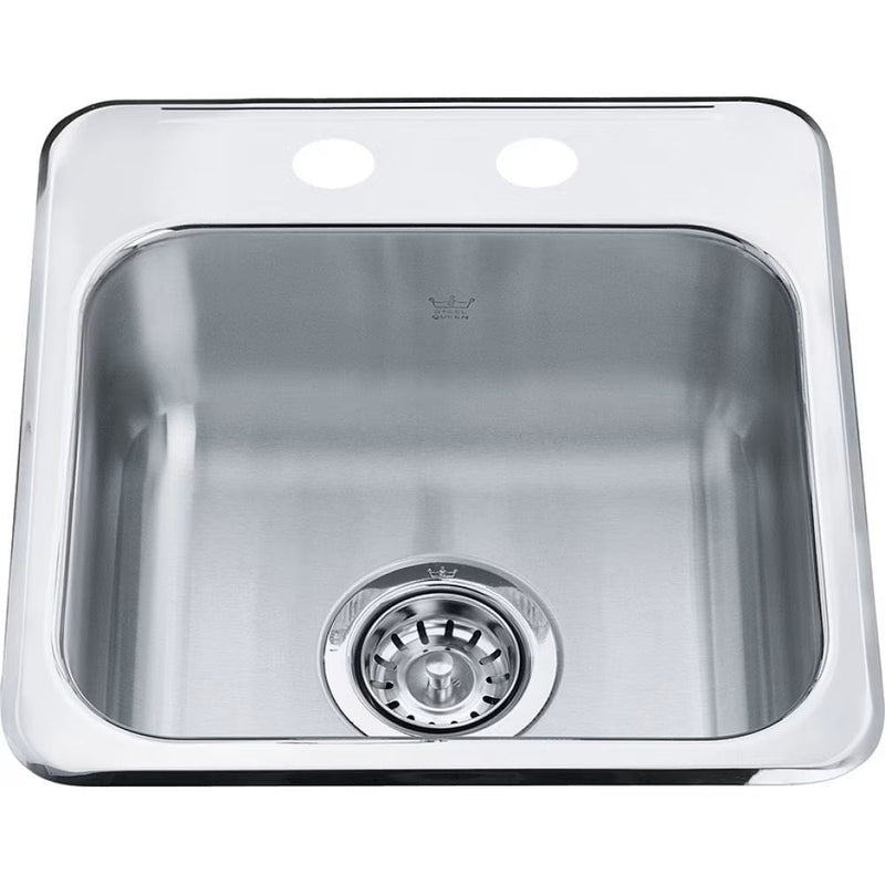 Steel Queen Drop In Single Bowl 2-Hole Hospitality Sink, 15.13-in x 15.44-in x 6-in, Stainless Steel Y3Z6