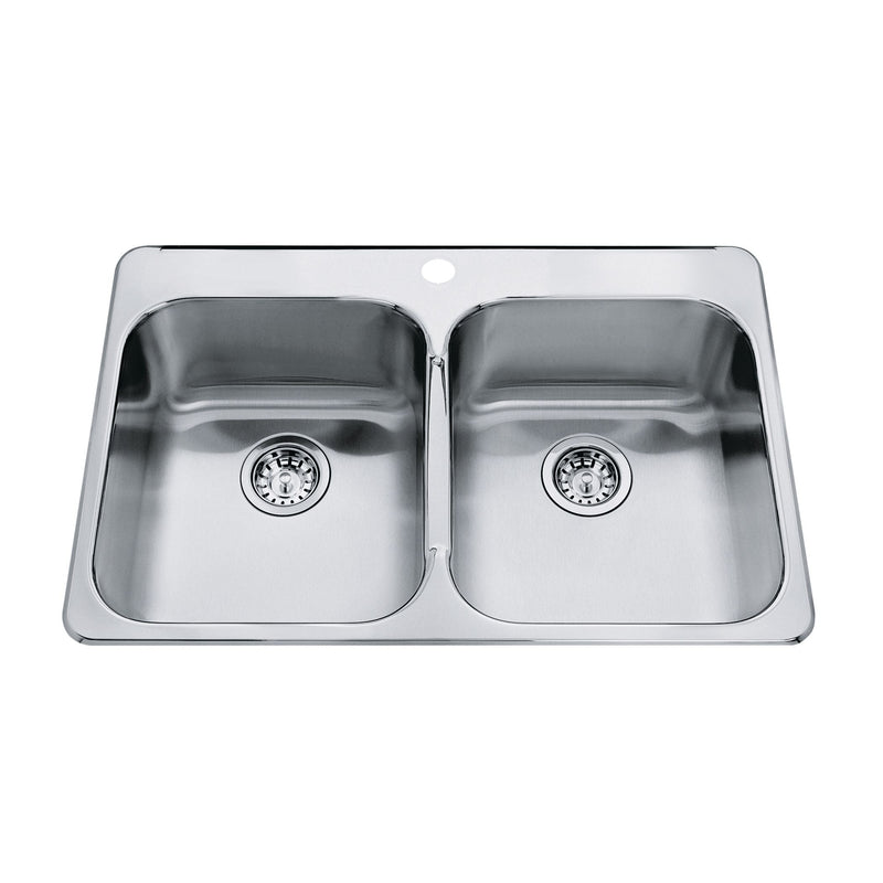 Steel Queen Top Mount Stainless Steel Double Bowl Kitchen Sink, 23x34x7-in R3S5
