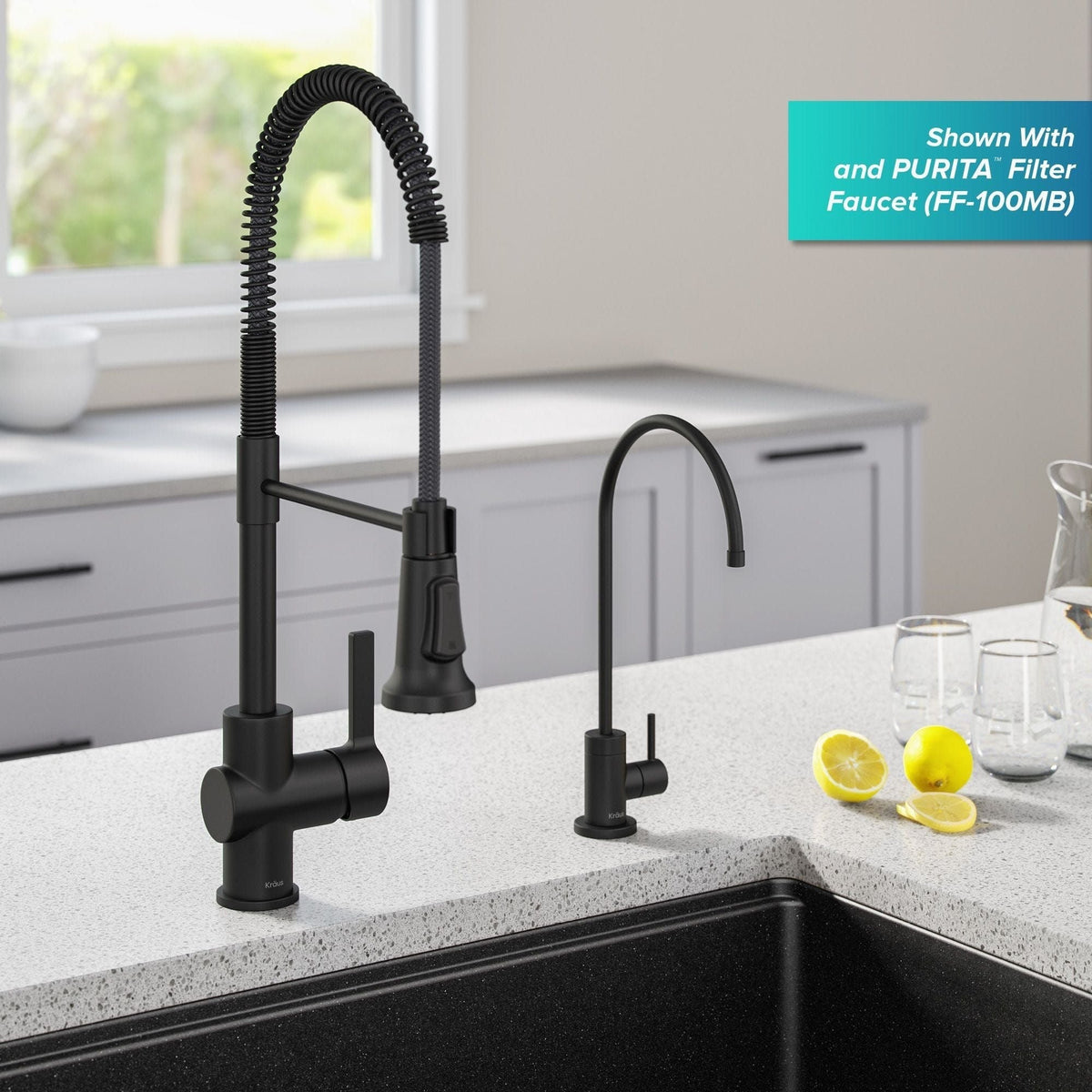 Britt Commercial Style Pull-Down Single Handle Kitchen Faucet, Matte Black F7P3 - product image 5