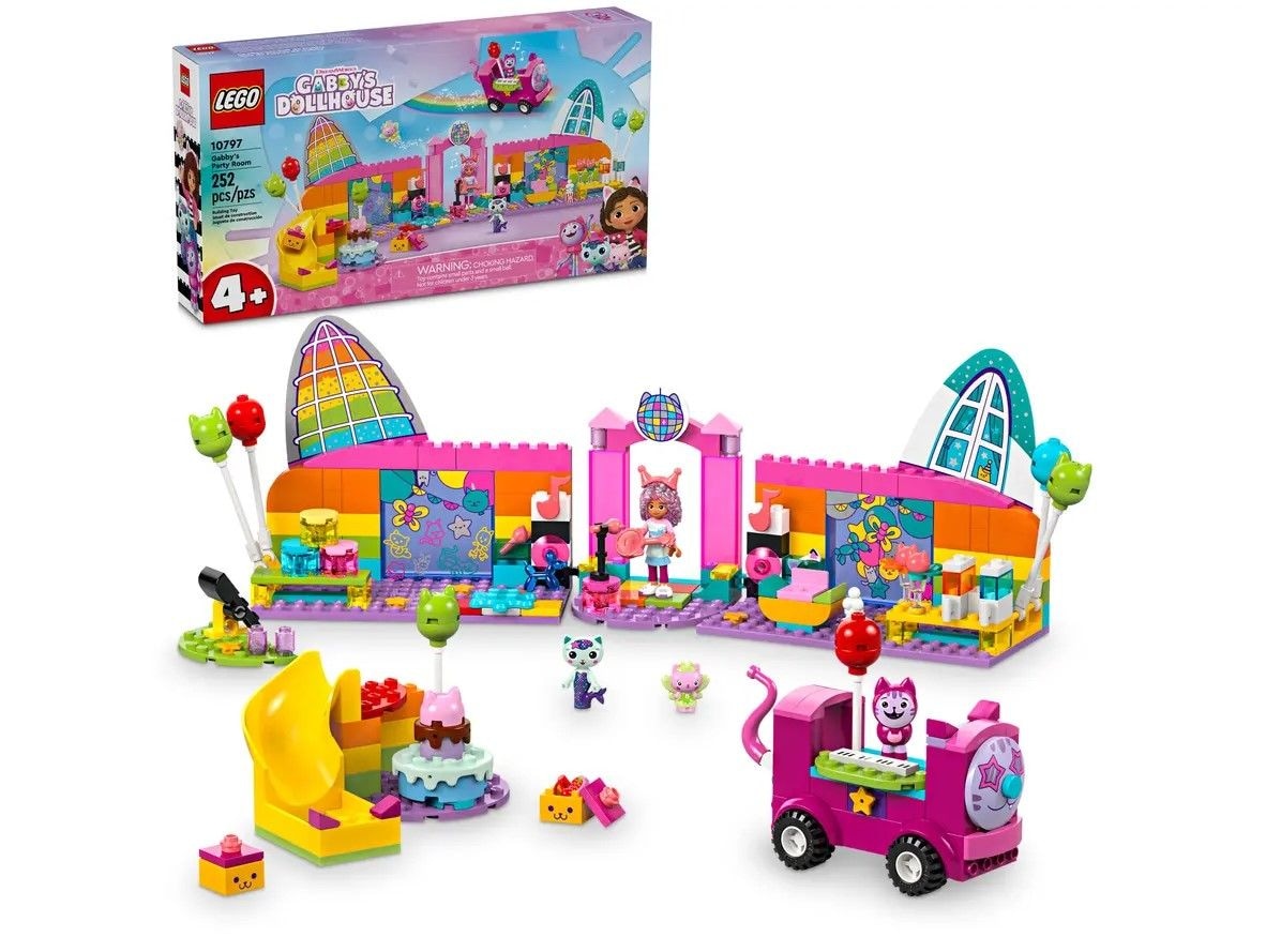 Gabby’s Dollhouse Gabby’s Party Room Playset with Pink Car - 10797, 252-pcs, Ages 4+ P6F9 - product image 1