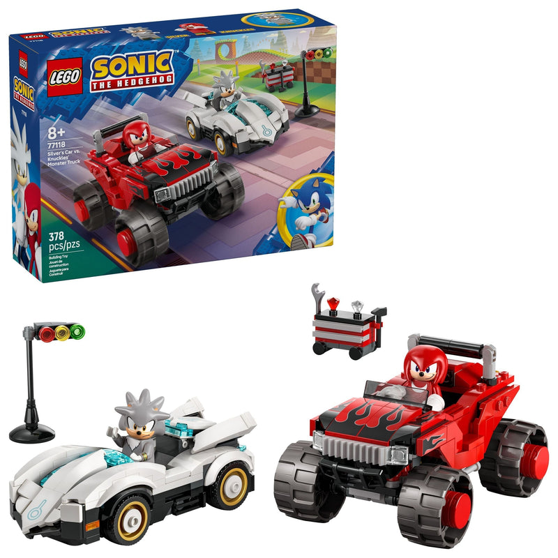 Sonic The Hedgehog Silver’s Car vs. Knuckles’ Monster Truck - 77118, 378-pcs, Ages 8+ Q4X7