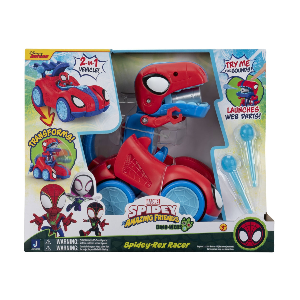 Spidey & His Amazing Friends Spidey-Rex Racer Vehicle, 2-in-1, Darts Included, Ages 3+ J0K8 - product image 4