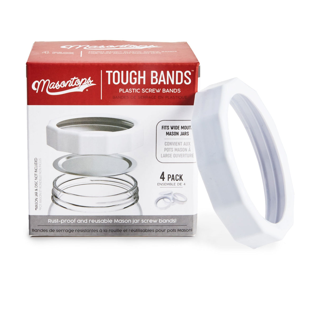 Wide Tough Screw Band for Jars, Rust-proof, 4-pk H2G2 - product image 1