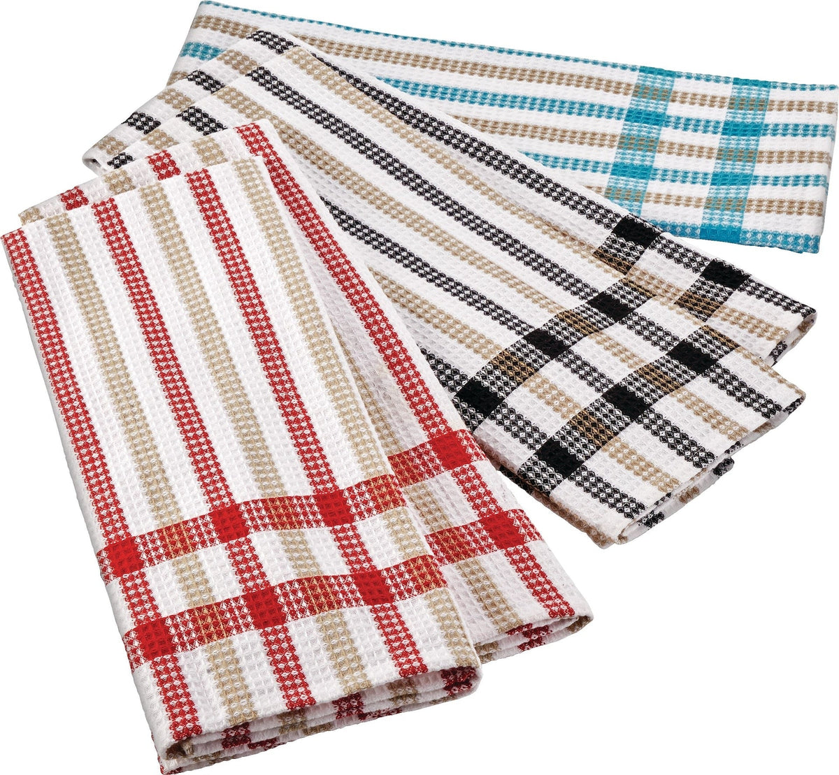Cotton Plaid Waffle Kitchen Towels, Reusable, 22-in x 32-in, 5-pk, Assorted Colours X1T7 - product image 2
