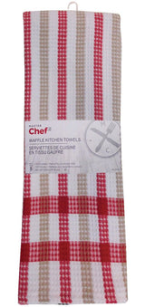 Cotton Plaid Waffle Kitchen Towels, Reusable, 22-in x 32-in, 5-pk, Assorted Colours X1T7 - product image 3