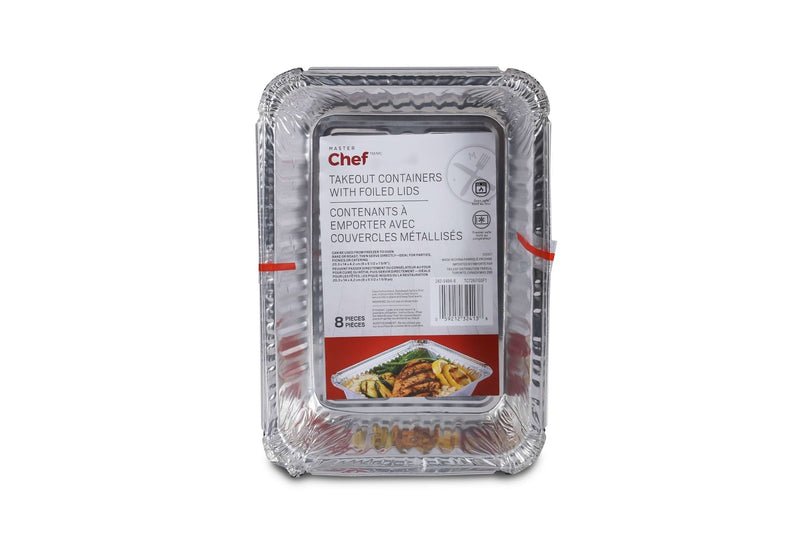 Disposable Foil Take Out Food Storage Container with Lid, 3-lb, 4-pk Z9G8