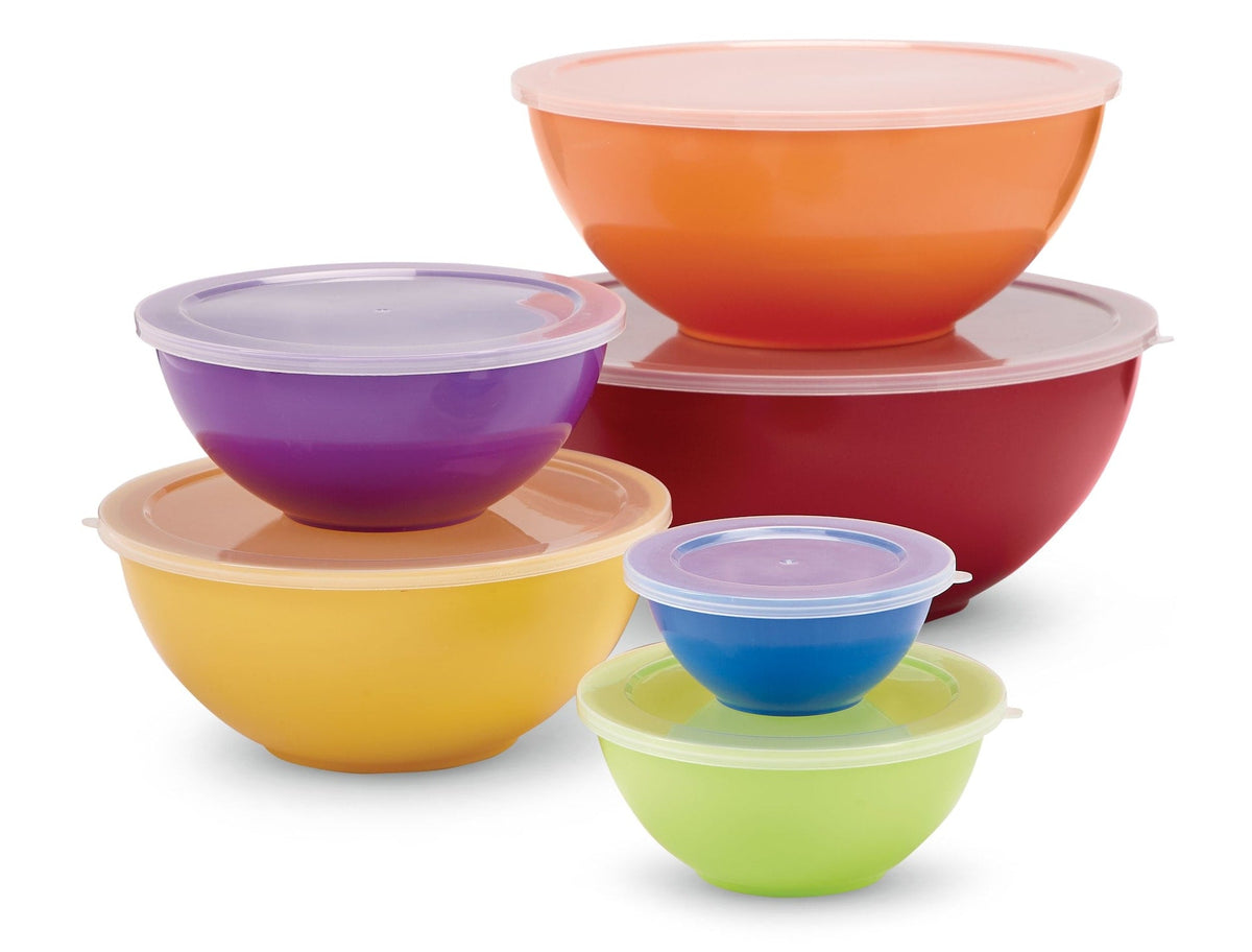Plastic Mixing Bowl Set with Lids, Assorted Sizes, 6-pk B6Q9 - product image 1