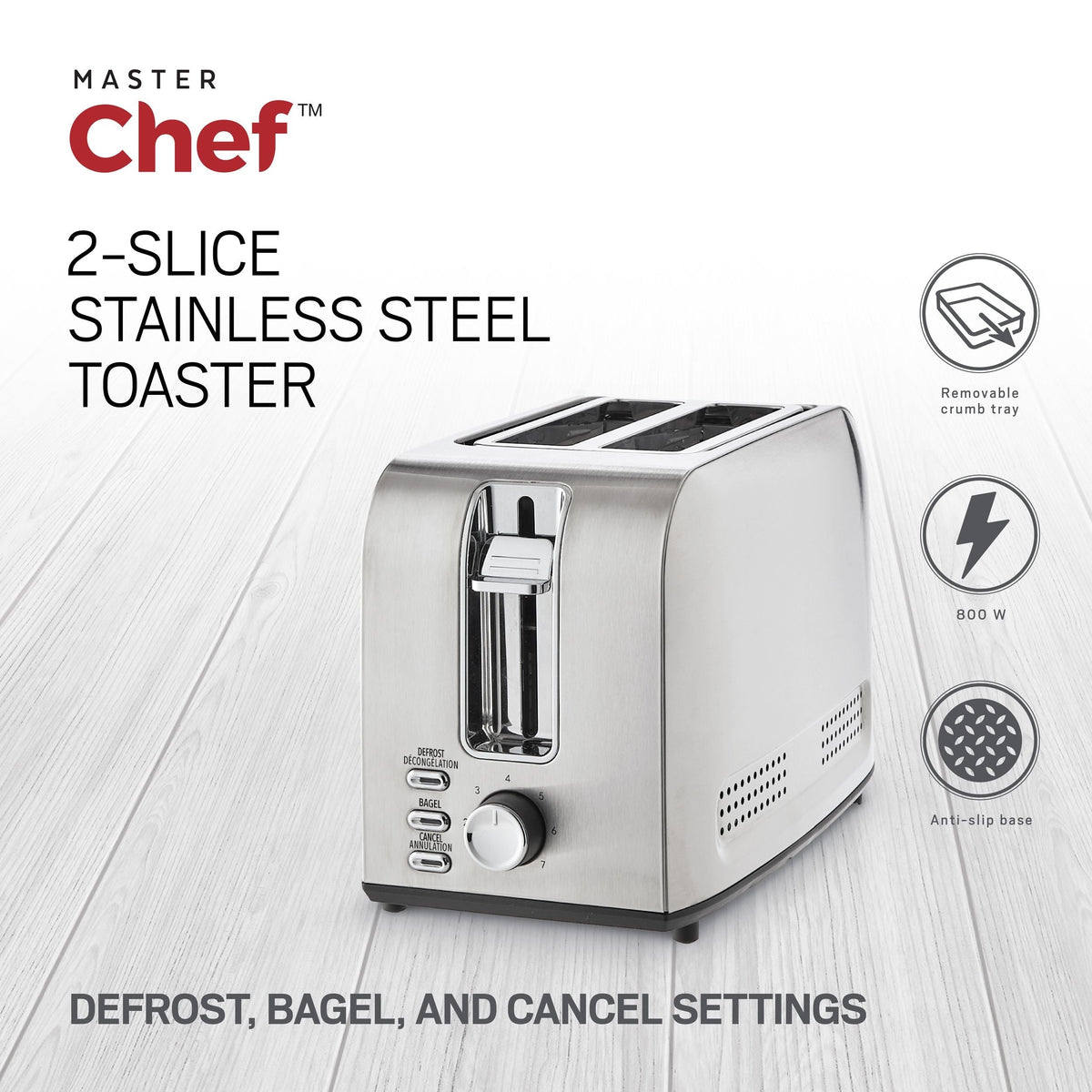 Stainless Steel Toaster with 3 Settings, 2-Slice X6N8 - product image 5