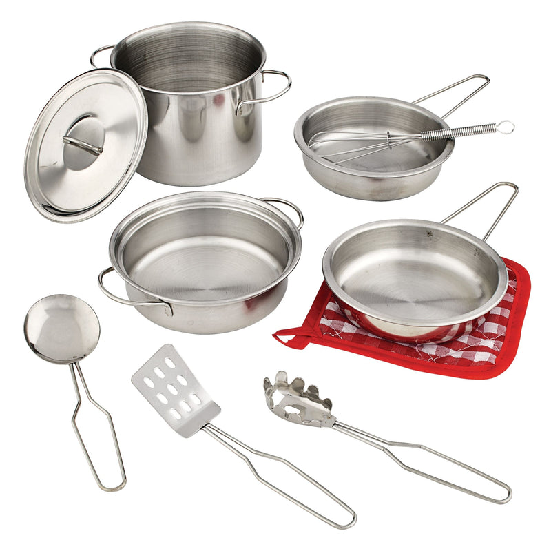 Toy Kitchen Stainless Steel Cookware Set For Kids, 10 pc, Ages 3+ O3A3