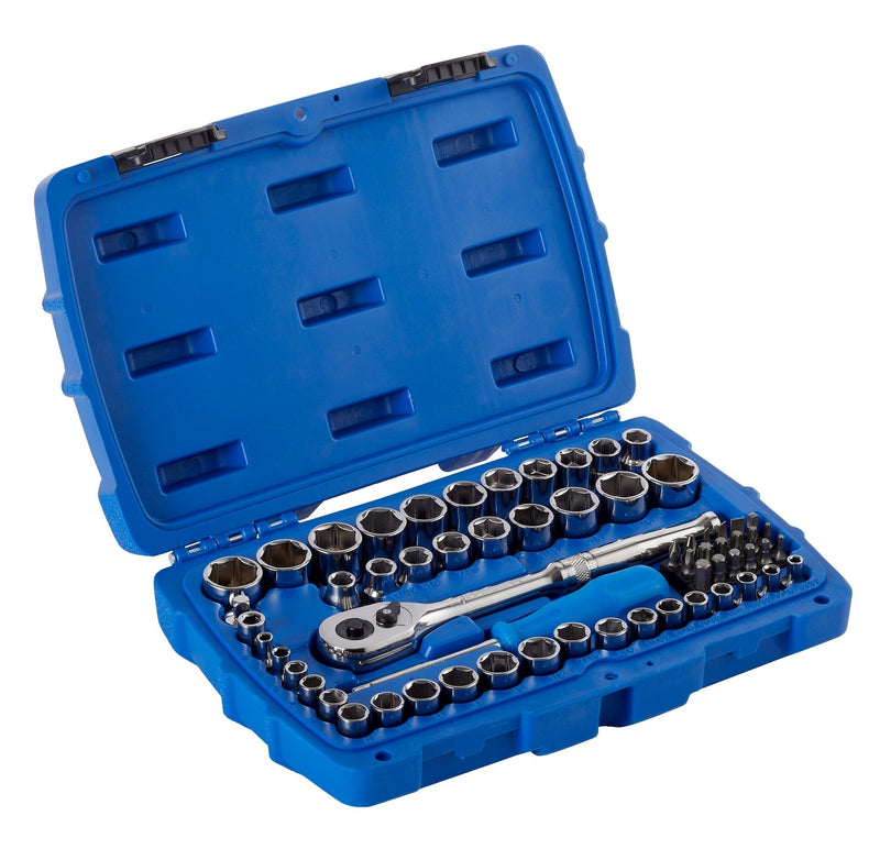 Mechanic's Tool Set with Case, Nickel-Plated, SAE/Metric, 62-pc X5P0
