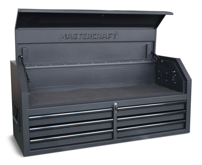 Tool Chest with 6 Drawers, Power Bar with USB, Black, 52-in N9E1