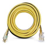 25-ft 12/3 Outdoor Extension Cord with Grounded Outlet, Lighted End and Locking Connector, Yellow/Black N0L3 - product image 1