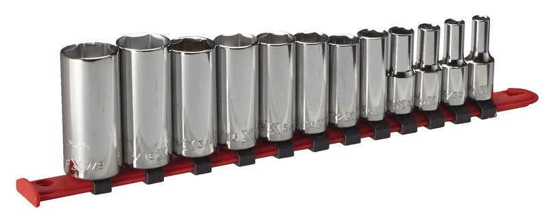 3/8-in Drive Deep Socket Set 12-pc, SAE, CRV, Nickel-Chrome Plating P4O0