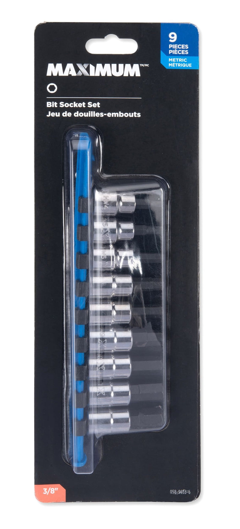 3/8-in Drive Hex Bit Socket Set, Chrome-Plated, 9-pc, Metric H0X8