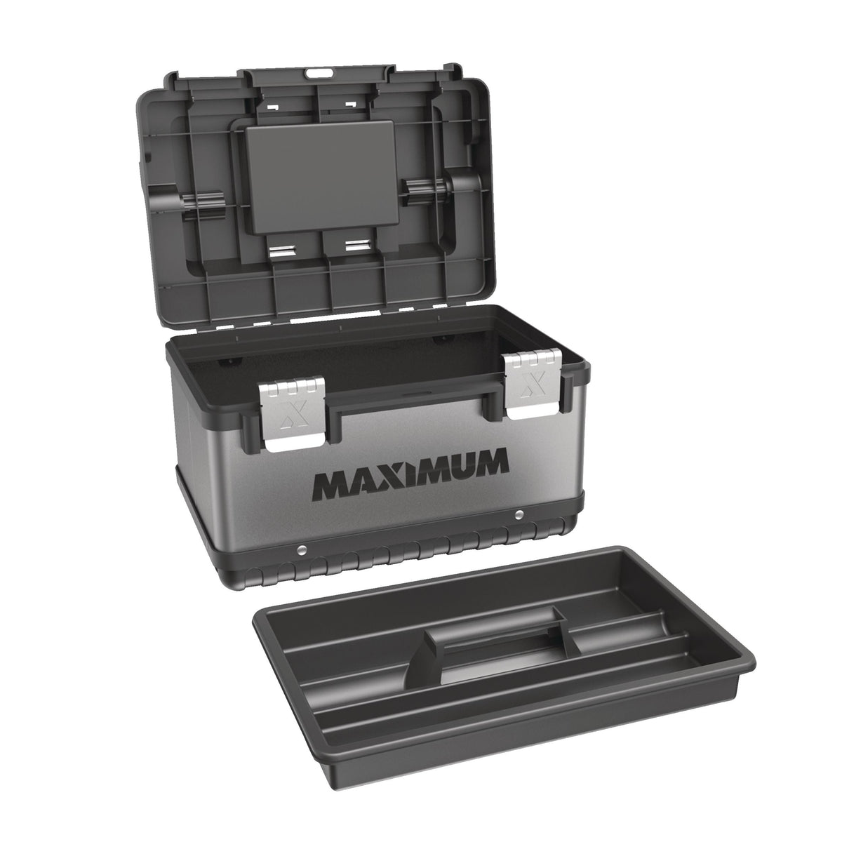 Portable Plastic & Metal Tool Box with Removable Tray & Organizer, Black, 15-in K0Y3 - product image 5