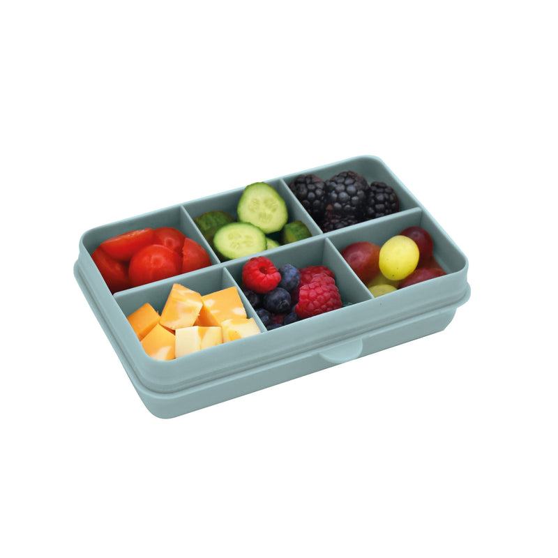 Mini Divided Snackle Box, Food Storage Container with 6 Compartments, Sage L3G8