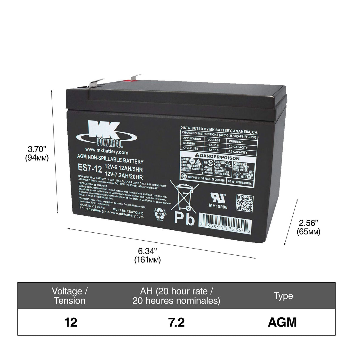 Battery 12-Volt 7.2 Ah SLA Battery, F2 Terminal N4B6 - product image 1