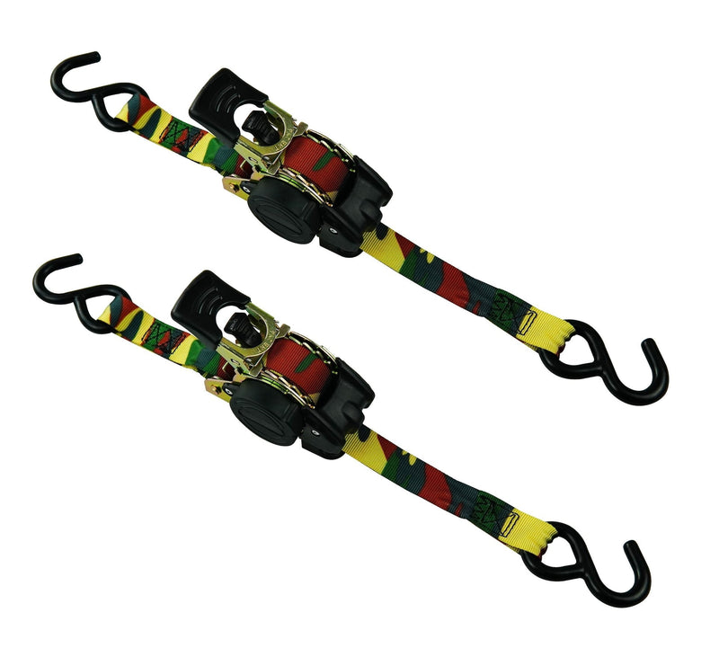1,200-lb Retractable Camo Ratchet Tie Down Straps, 1-in x 10-ft, 2-pk U5I5