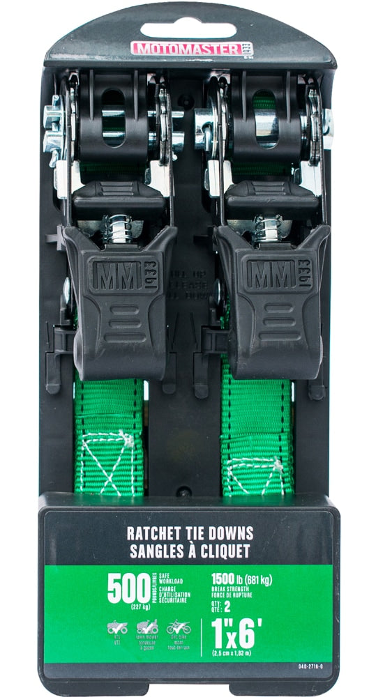 1,500-lb Padded Ratchet Tie Down Straps, Weatherproof, 1-in x 6-ft, 2-pk I1V6 - product image 2