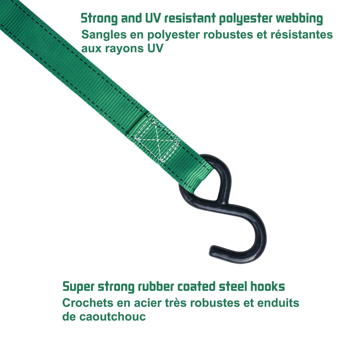 1,500-lb Padded Ratchet Tie Down Straps, Weatherproof, 1-in x 6-ft, 2-pk I1V6 - product image 6