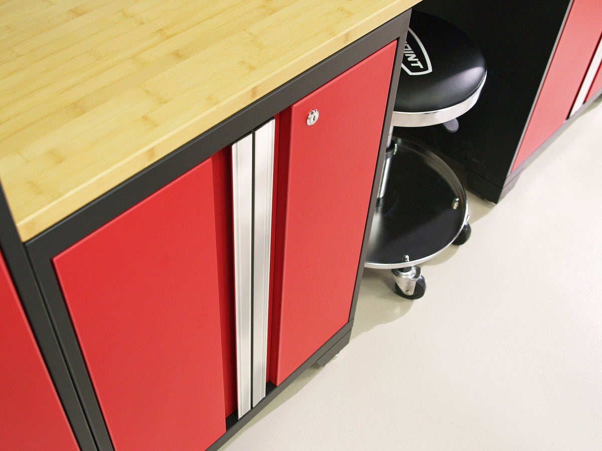 Bold 3.0 Series All-in-One Lockable Steel Garage Cabinetry Set with Bamboo Top, Black/Red, 48-in x 18-in x 76.75-in, 5-pc F8Q9 - product image 4