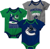 Vancouver Canucks Infant/Baby Bodysuit Onesie, Blue/Green/Grey, 3-pk U0J2 - product image 1