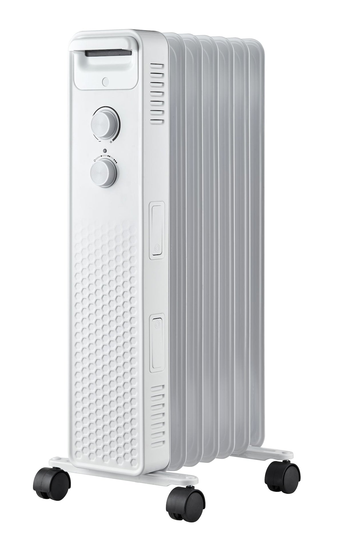 3-Setting Mechanical Oil Filled Heater with Adjustable Thermostat, Castors & Handle, 1500W, White O6C0 - product image 1