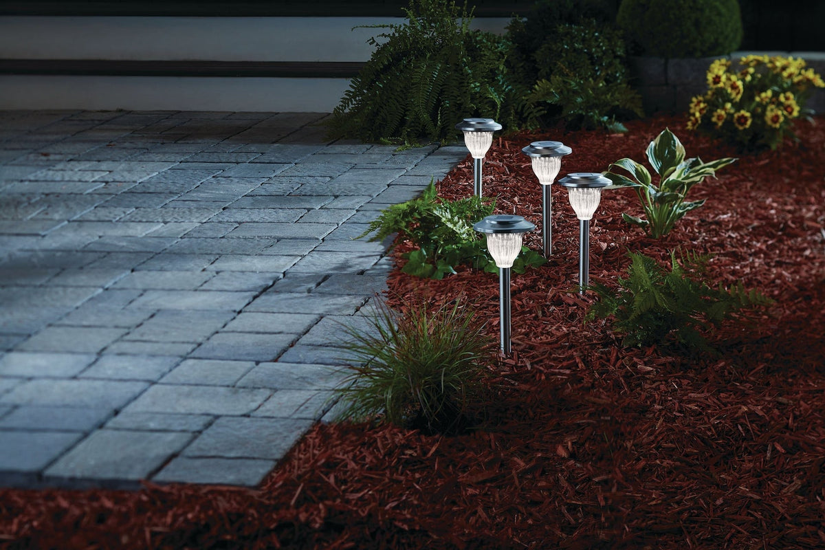 Outdoor Pure White LED Solar Stainless Steel Garden & Pathway Stake Lights, 10-Pk Y3N8 - product image 5