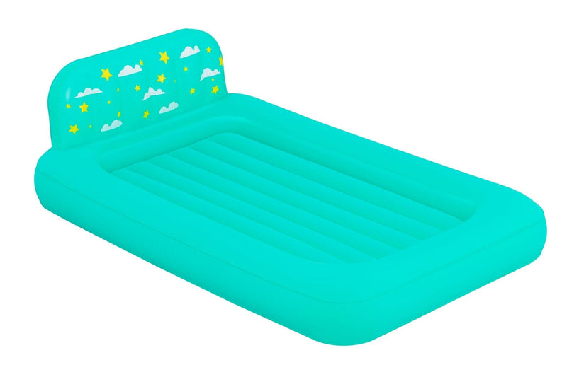 Kids' Single-High Airbed/Air Mattress with Headboard, Blue L5M4